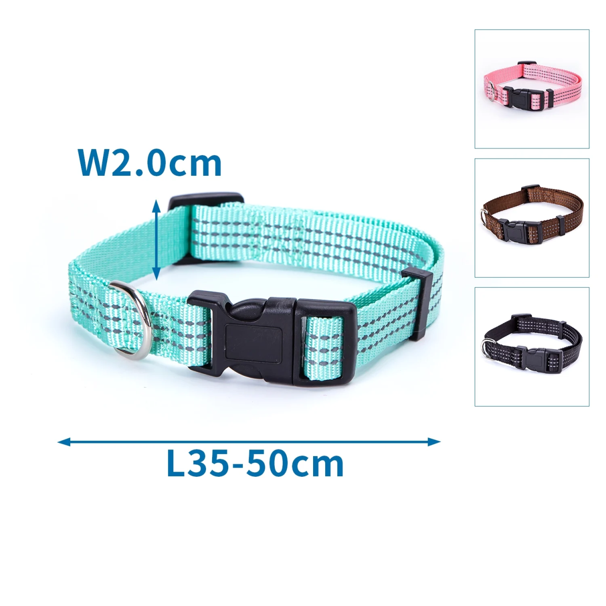 Ανακλαστικό Περιλαίμιο για Σκύλους W2.0*L35-50cm Large Ρόζ