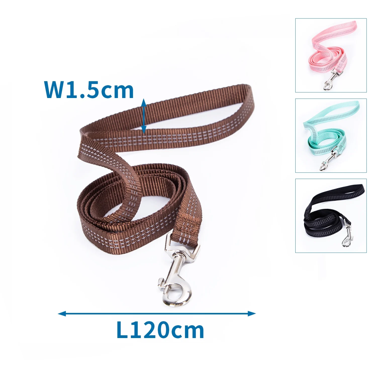 Ανακλαστικός Οδηγός για Σκύλους W1,5*L120cm Medium Ρόζ
