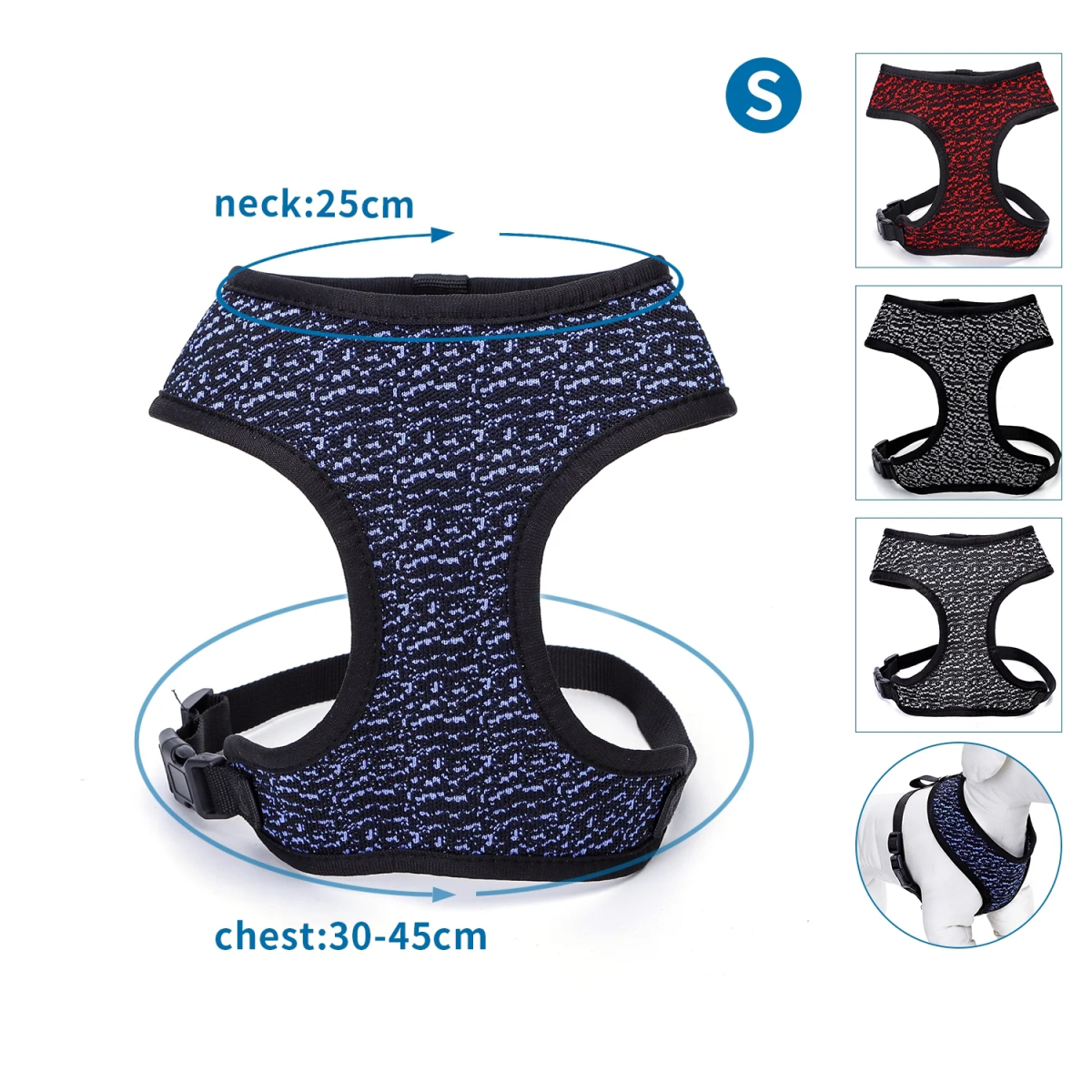 Σαμαράκι Γιλέκο για Σκύλους Neck 25*Chest 30-45cm Small Γκρί