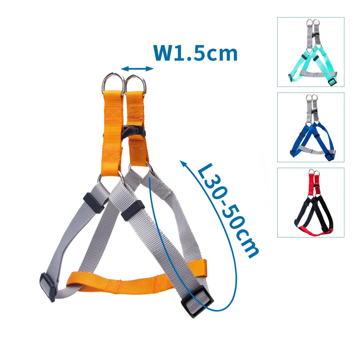 Δίχρωμο Σαμαράκι για Σκύλους W1.5*L30-50cm Medium Γκρί/Γαλάζιο