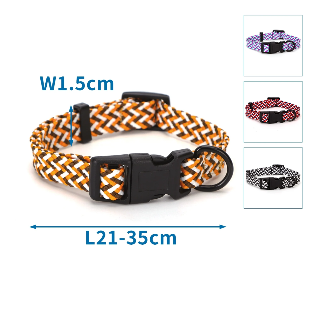 Πλεκτό Περιλαίμιο για Σκύλους W1.5*L21-35cm Medium Τιρκουάζ/Μώβ/Άσπρο