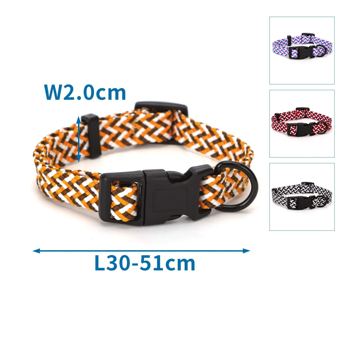 Πλεκτό Περιλαίμιο για Σκύλους W2.0*L30-51cm Large Κόκκινο/Μπλέ/Άσπρο