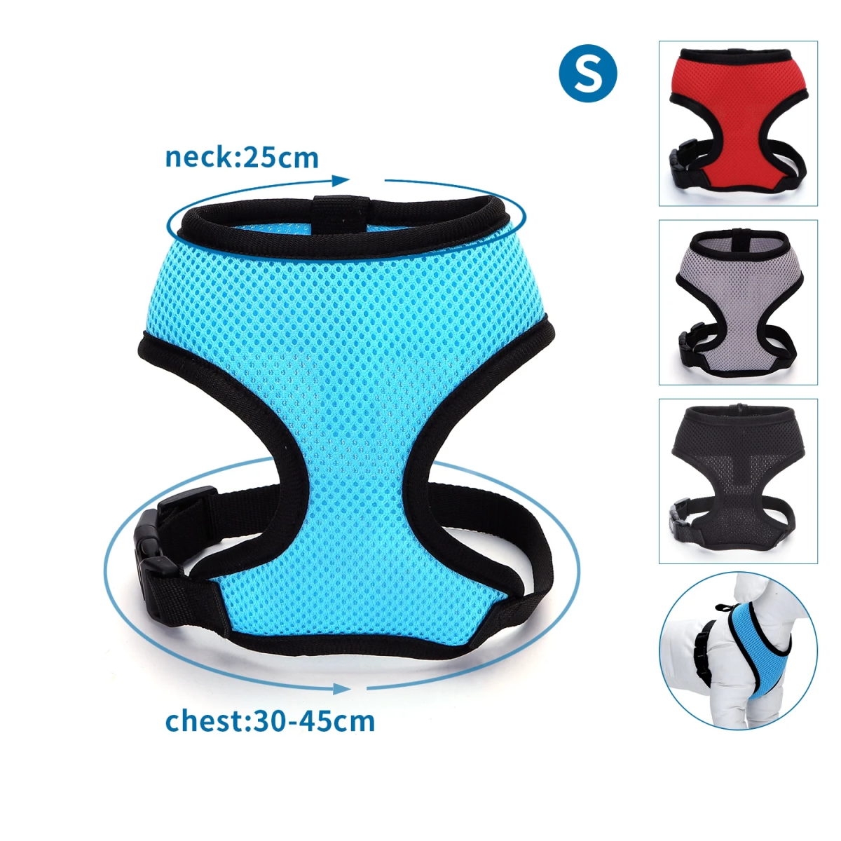 Σαμαράκι με Διχτυωτό Ύφασμα για Σκύλους Neck 25*Chest 30-45cm Small Γκρί