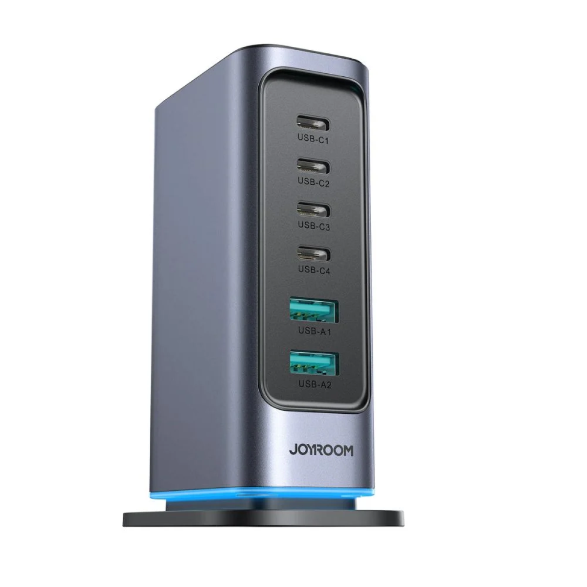 Joyroom Φορτιστής GaN Πολλαπλών Θυρών 65W 4x USB-C και 2x USB-A - Σκούρο Γκρι JR-TCM02