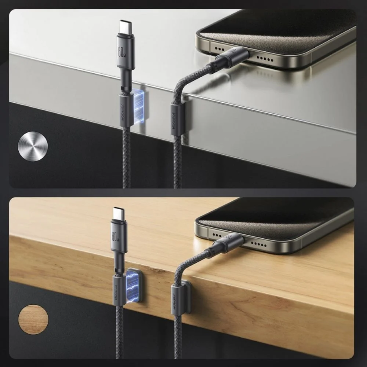 Joyroom Μαγνητικό USB-C to USB-C Cable 60W Γκρι 1.2m (S-A50)