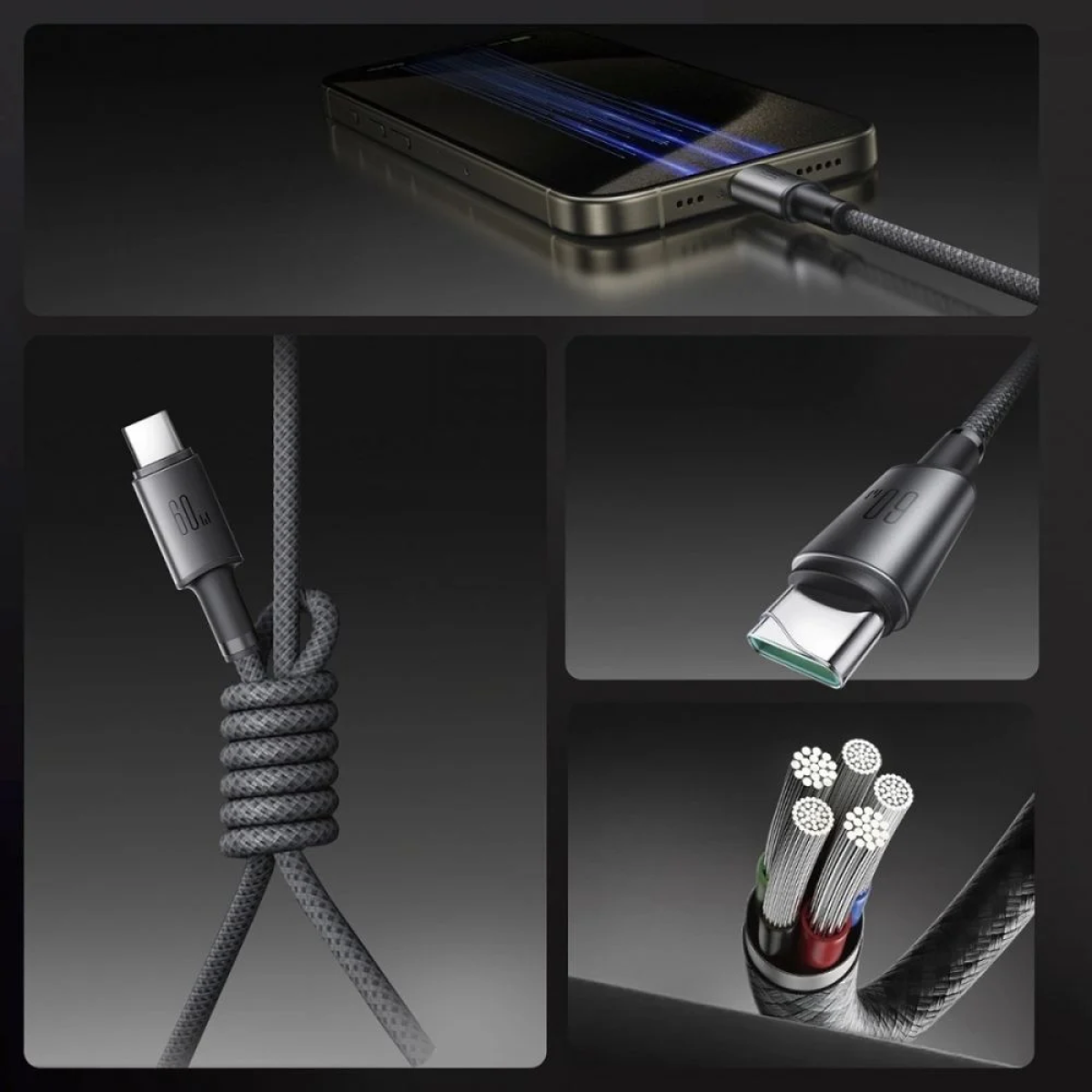 Joyroom Μαγνητικό USB-C to USB-C Cable 60W Γκρι 1.2m (S-A50)