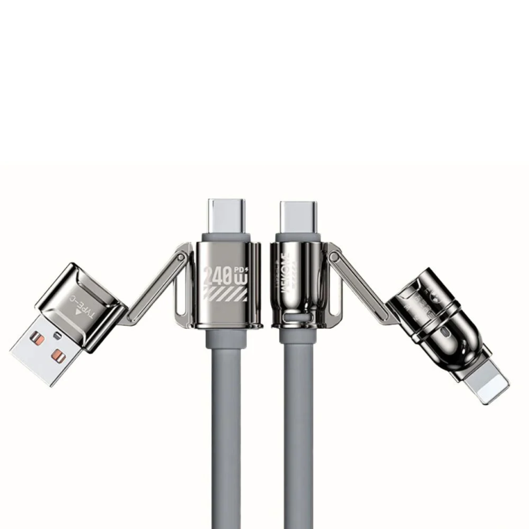 Καλώδιο Φόρτισης 4 in 1 WK (WDC-51) - USB-A/TYPE-C σε USB-C/iPhone – 1.2m - Grey