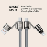 Καλώδιο Φόρτισης 4 in 1 WK (WDC-51) - USB-A/TYPE-C σε USB-C/iPhone – 1.2m - Grey
