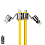 Καλώδιο Φόρτισης 4 in 1 WK (WDC-51) - USB-A/TYPE-C σε USB-C/iPhone – 1.2m - Κίτρινο