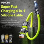 Καλώδιο Φόρτισης 4 in 1 WK (WDC-51) - USB-A/TYPE-C σε USB-C/iPhone – 1.2m - Κίτρινο