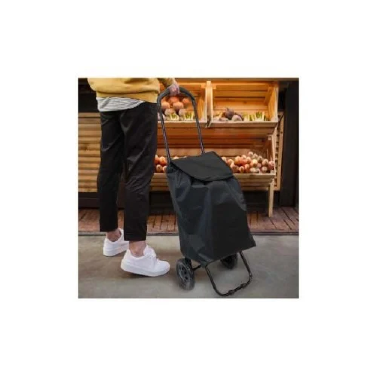 Καρότσι λαϊκής 42L 32x36x101cm με ρυθμιζόμενη λαβή σε μαύρο χρώμα C-01A
