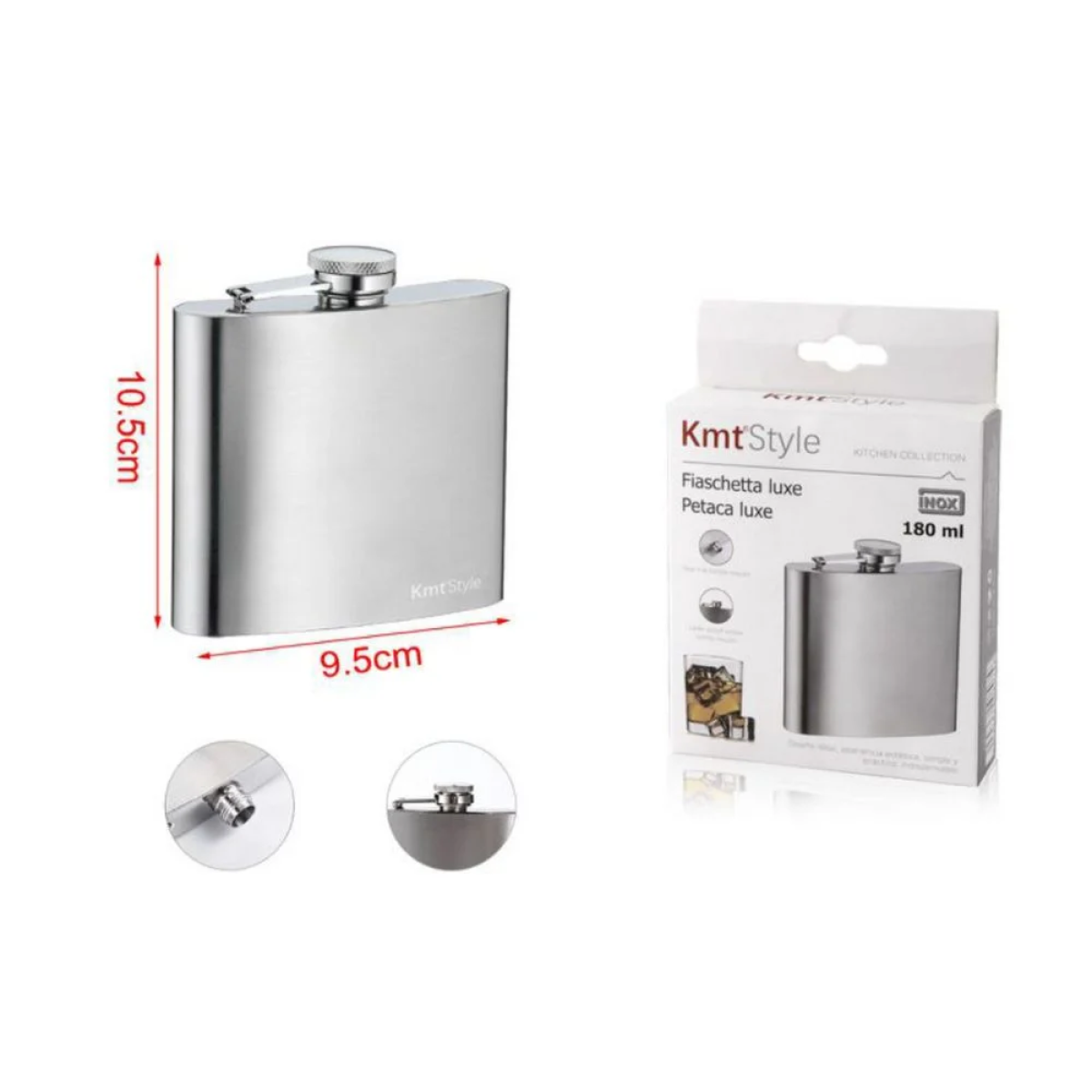 Kmtstyle Μεταλλικό Ανοξείδωτο Φλασκί 180ml