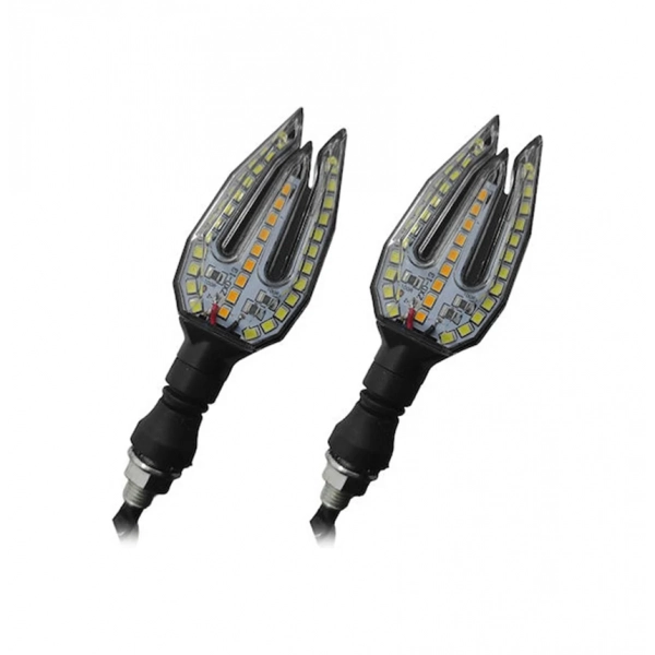 Mini Φλας Μοτοσυκλέτας LED Σετ 2τμχ 12V Universal με 2 Χρήσεις Θέσεως/Φλας MT-9127 Λευκό και Πορτοκαλί
