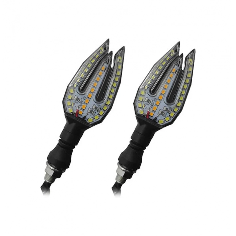 Mini Φλας Μοτοσυκλέτας LED Σετ 2τμχ 12V Universal με 2 Χρήσεις Θέσεως/Φλας MT-9127 Λευκό και Πορτοκαλί