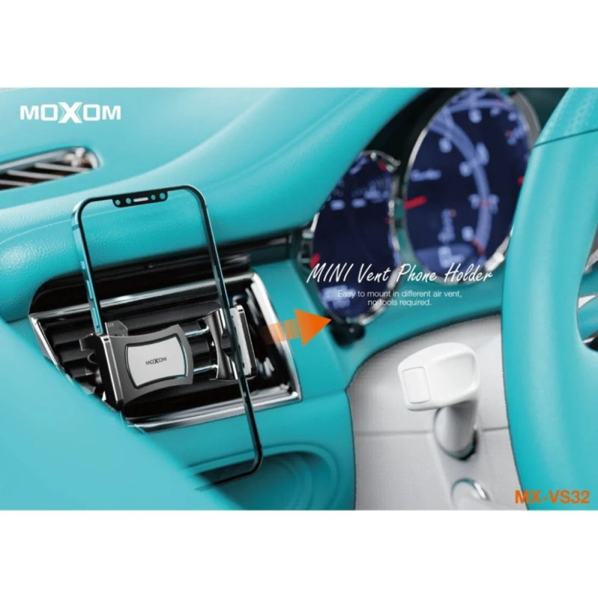 MOXOM MX-VS123 Βάση Κινητού για Αεραγωγό Αυτοκινήτου με Ρυθμιζόμενα Άγκιστρα & Περιστροφή 360°