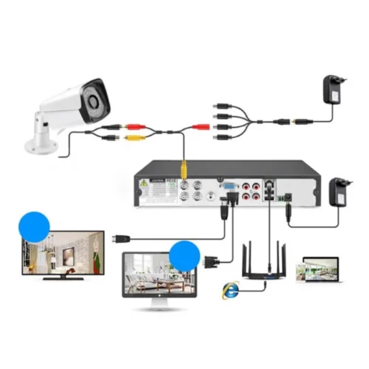 Ολοκληρωμένο Σύστημα Καταγραφής DVR FULL AHD 8 Καμερών Νυχτερινής Λήψης Αδιάβροχες