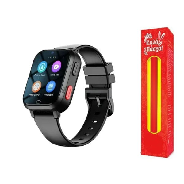 Παιδικό Smartwatch A73E με GPS, 4G και Κάμερα HD για Βιντεοκλήσεις - Μαύρο και ΔΩΡΟ η λαμπάδα