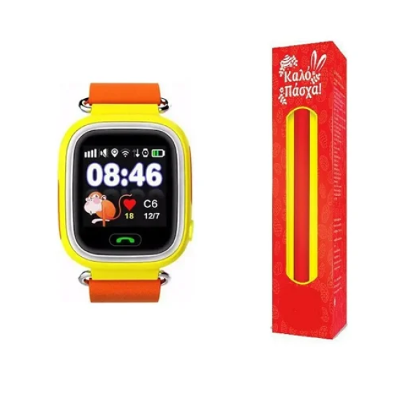 Παιδικό Smartwatch με GPS και Καουτσούκ/Πλαστικό Λουράκι Πορτοκαλί Q90 και ΔΩΡΟ η λαμπάδα