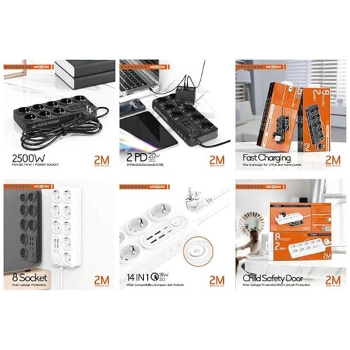 Πολύπριζο υψηλής ισχύος MOXOM MX-ST22 Λευκό