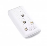 Powerbank 10000mAh με ενσωματωμένα καλώδια φόρτισης & θύρα USB-A Treqa TR-931 λευκό - Image 2