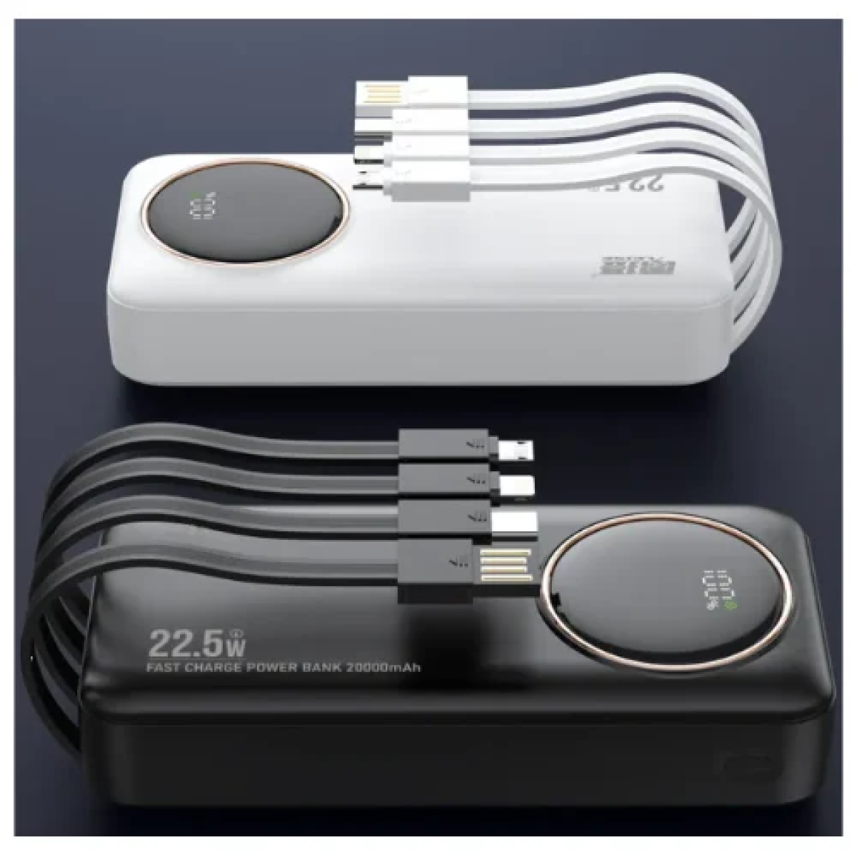 Powerbank 20000mAh Γρήγορη φόρτιση 22.5W με 4 Καλώδια - Μαύρο R52F