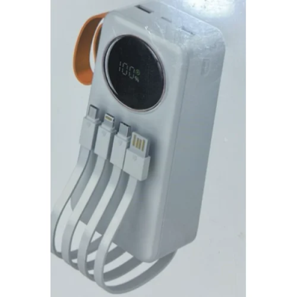 Powerbank 30000mAh Γρήγορη φόρτιση 22.5W με 4 Καλώδια - Λευκό R53A