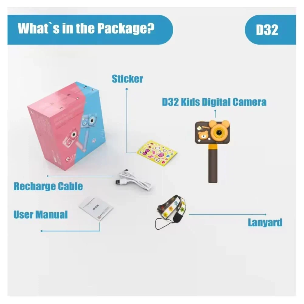 Ψηφιακή Φωτογραφική Μηχανή Ποντίκι για Παιδιά D32 Με Τρίποδο Μπλε