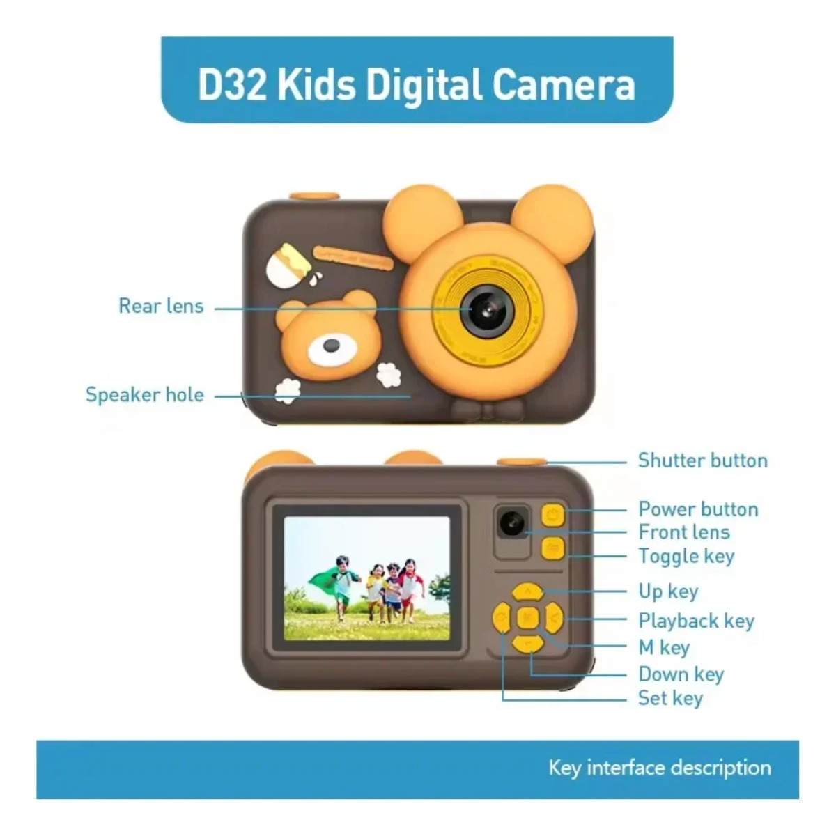 Ψηφιακή Φωτογραφική Μηχανή Ποντίκι για Παιδιά D32 Με Τρίποδο Μπλε