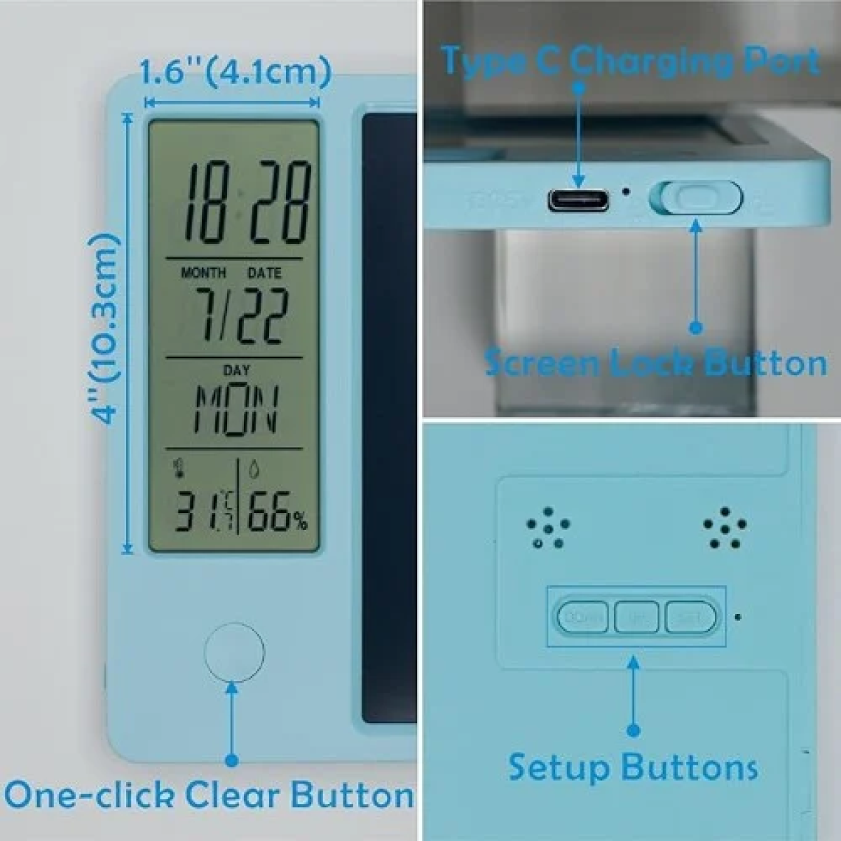 Ψηφιακό ημερολόγιο LCD με SMART σκίτσο για σχέδιο / γραφή με LCD 10" - Μπλε