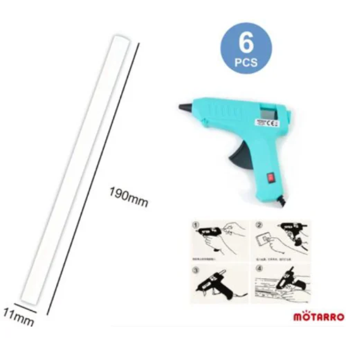 Ράβδοι Σιλικόνης Διαφανείς 11mm x 19 cm 6τεμ. για Πιστόλι Θερμοκόλλησης Μotarro ME039-2