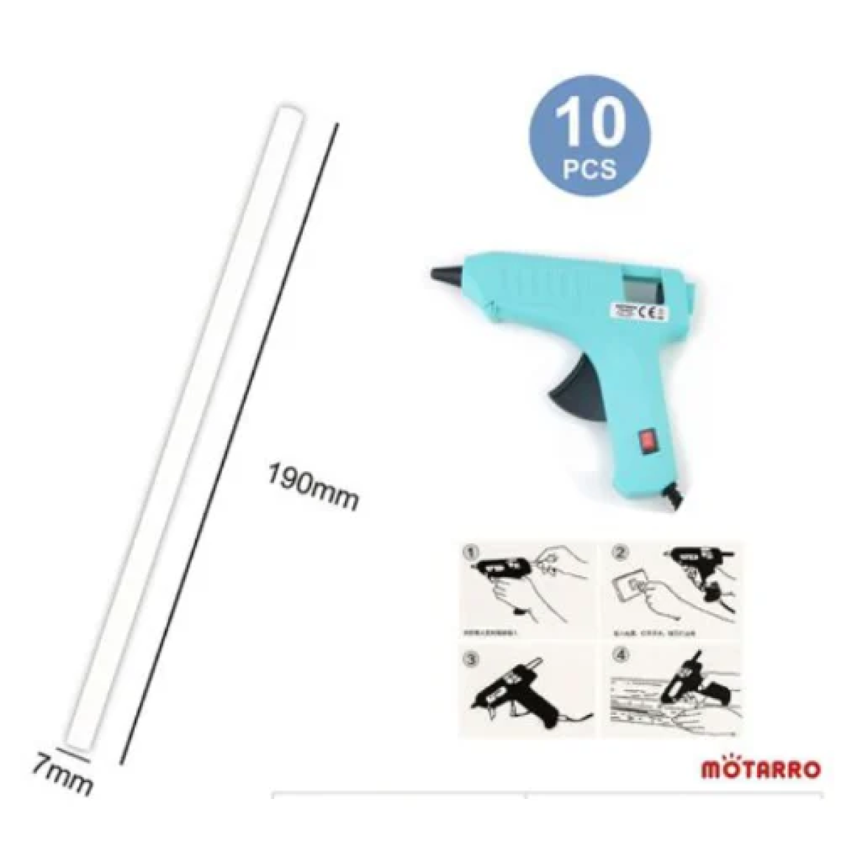 Ράβδοι Σιλικόνης Διαφανείς 7mm x 19 cm 10τεμ. για Πιστόλι Θερμοκόλλησης Μotarro ME039-1