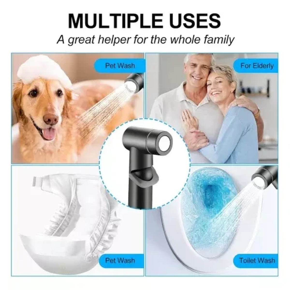 Σετ Ντους Μπιντέ με Σπιράλ και Βάση Μεταλλικό - Σκούρο Γκρι