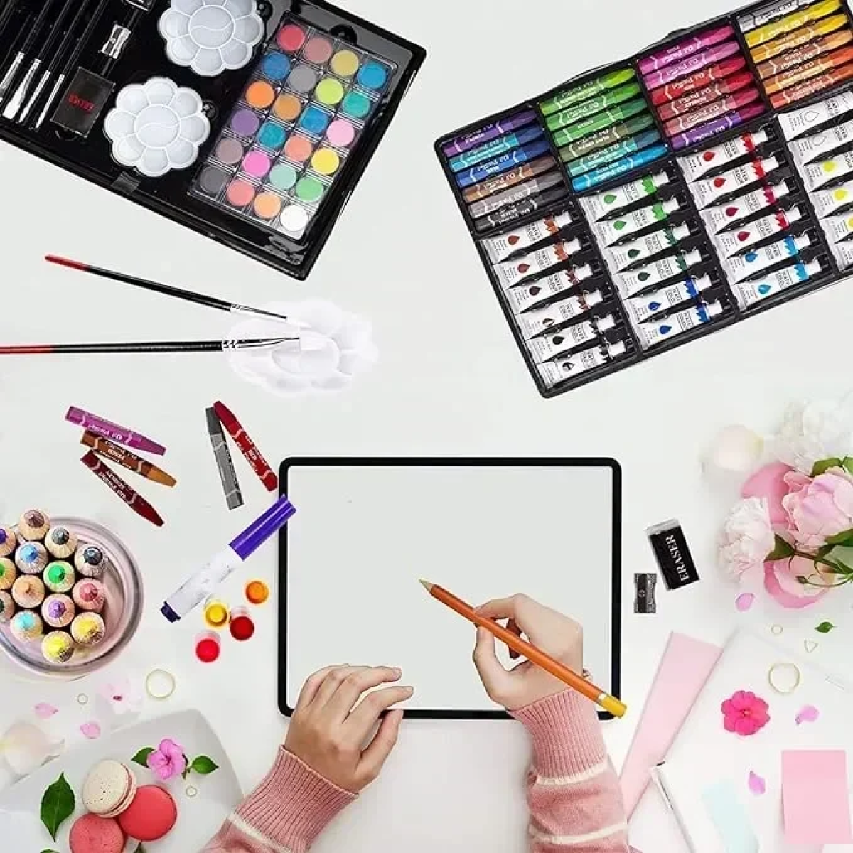 Λαμπάδα Σετ Ζωγραφικής σε Βαλιτσάκι 145τμχ KidsArt Ροζ - Image 8