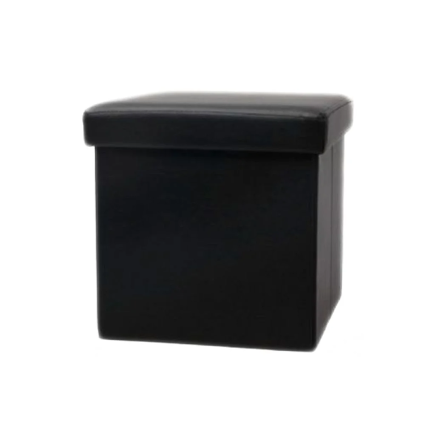 Σκαμπό & Κουτί αποθήκευσης 2 σε 1 από PVC 38x38x38 cm Μαύρο 2208861