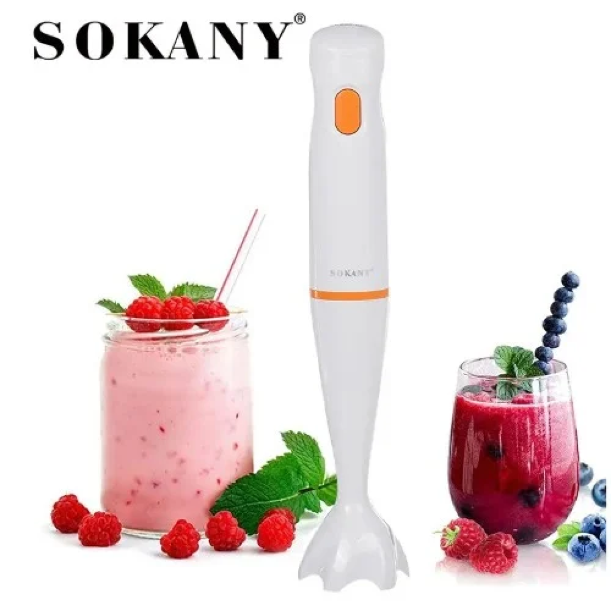 Sokany WK-1702-2 Ραβδομπλέντερ με Πλαστική Ράβδο 300W Λευκό/Πορτοκαλί
