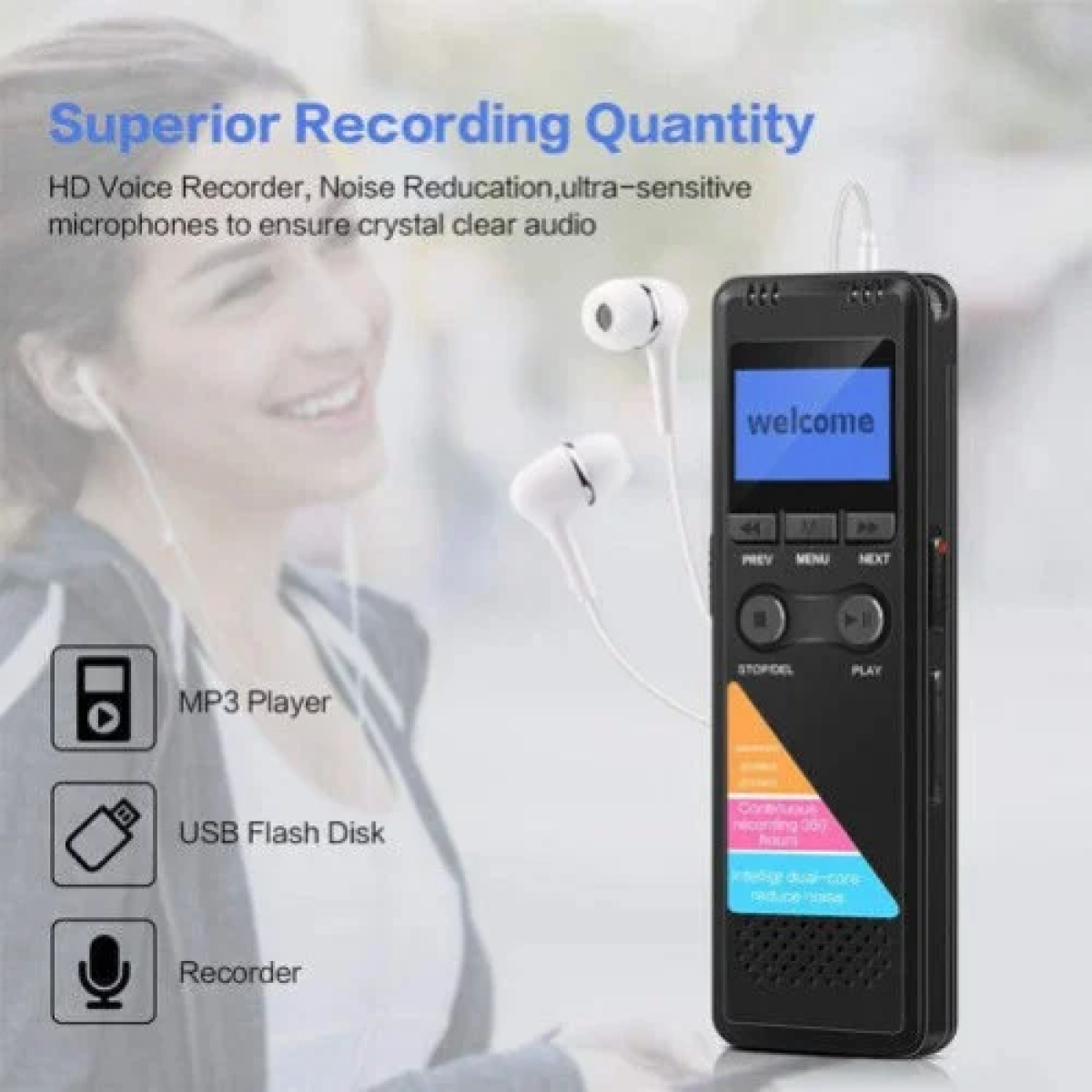 Συσκευή 3 σε 1 Υπαγόρευσης / MP3 Player / USB Flash Drive με Eσωτερική Μνήμη - Image 8