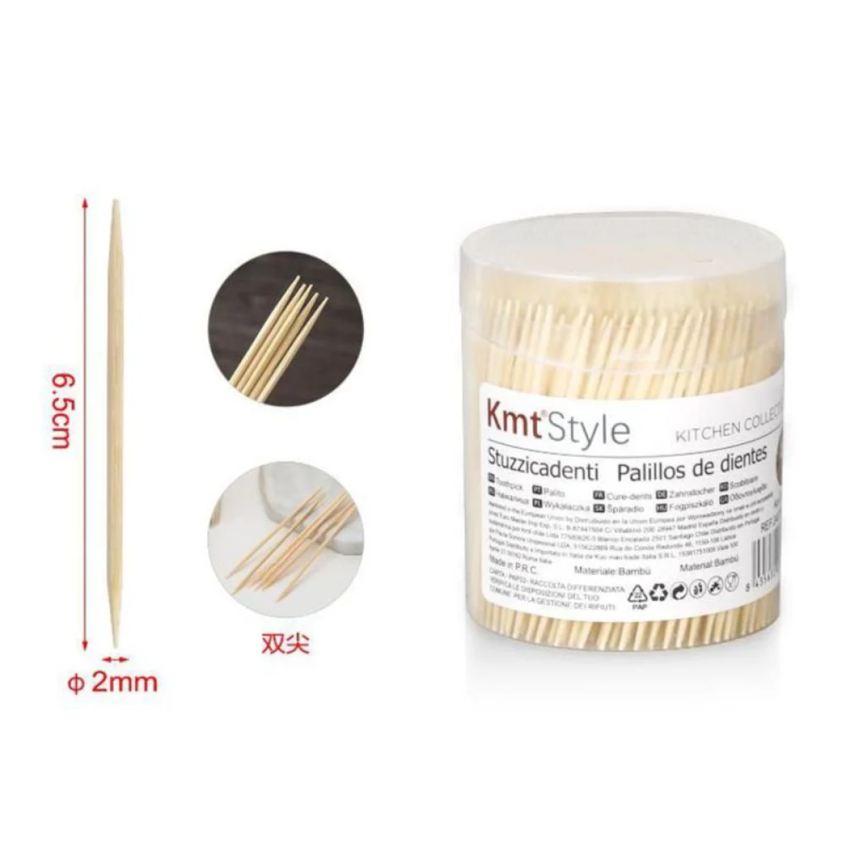 Θήκη για Οδοντογλυφίδες με Οδοντογλυφίδες Bamboo 500 τμχ