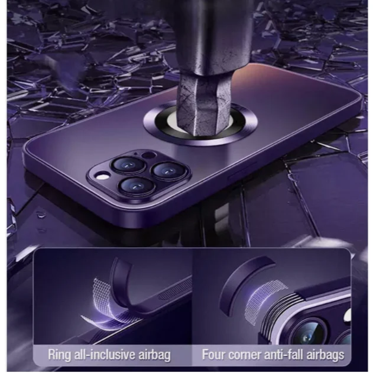 Θήκη Metal AG Glass για iPhone 16 Pro Max Μπλε