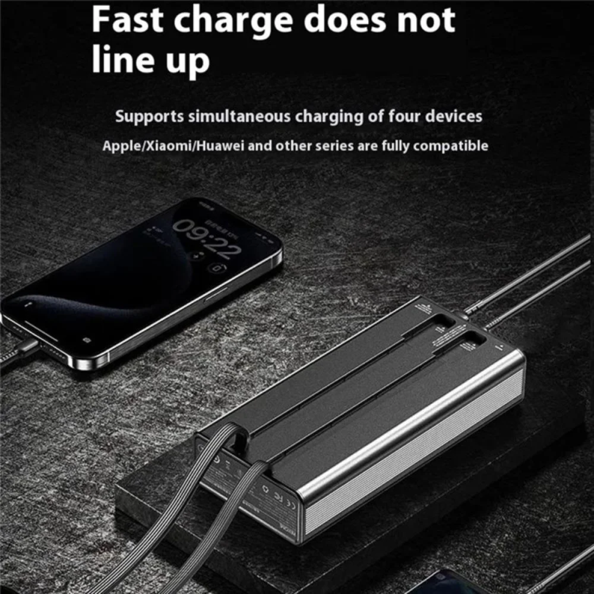 WEKOME WP-94 Power bank 20000mAh 27W Power Delivery με 2 Ενσωματωμένα Καλώδια, 1x USB-A, 1x USB-C, Οθόνη LED - Λευκό