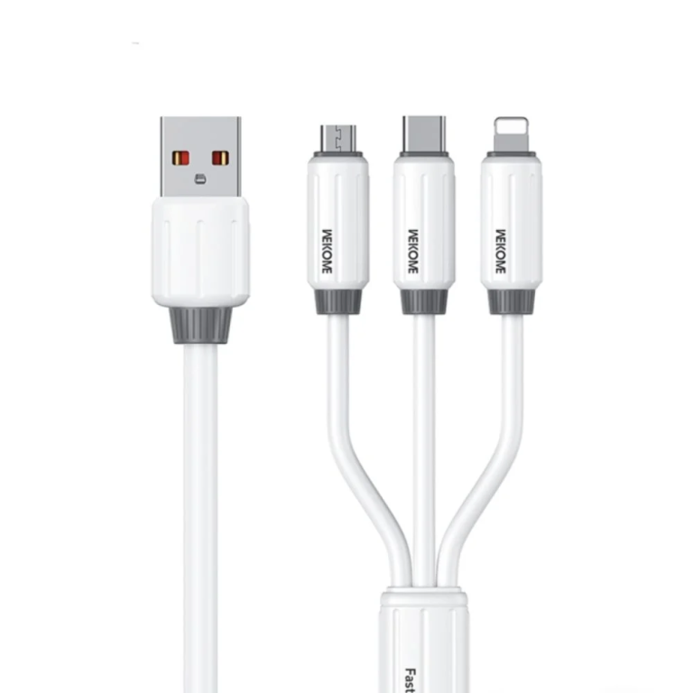 WK WDC-30 Καλώδιο 1.2μ 66W USB σε Lightning/ Type-C/ Micro Fast Charging Data Cable - Λευκό