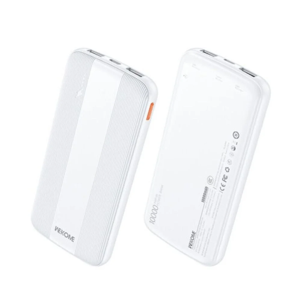 WK WP-86 Power Bank 10000mAh με 2 Θύρες USB-A και Θύρα USB-C Λευκό