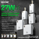 WK WP-97 Power Bank 50000mAh με 2 Θύρες USB-A και Θύρα USB-C Λευκό
