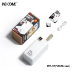 WK WP-97 Power Bank 50000mAh με 2 Θύρες USB-A και Θύρα USB-C Λευκό