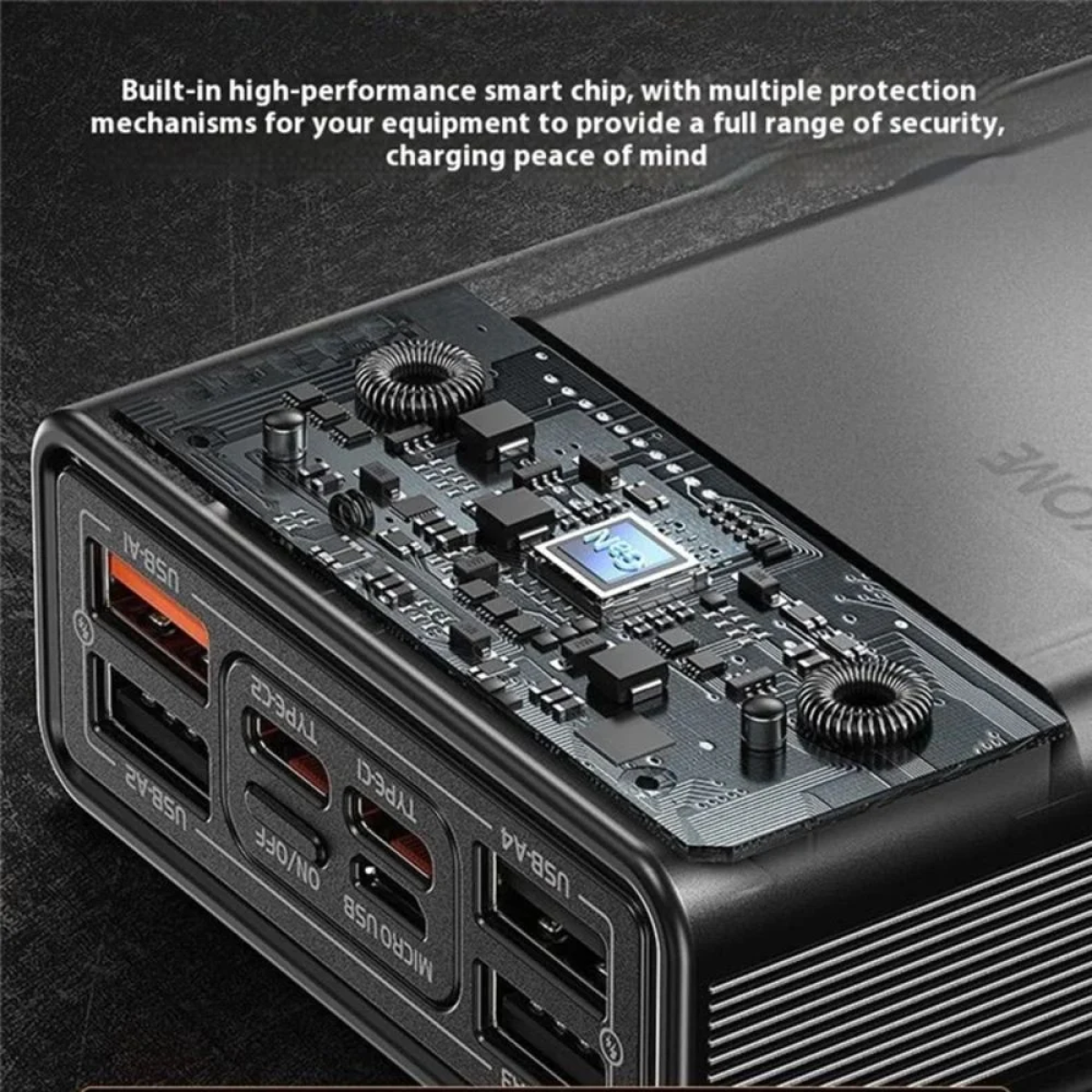 WP-93 Power bank με Οθόνη LED Power Delivery 20000mAh 4x USB & USB Type-C 27W - Μαύρο