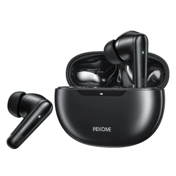 WS-15 In-ear Bluetooth TWS Ακουστικά με Θήκη Φόρτισης Μαύρο