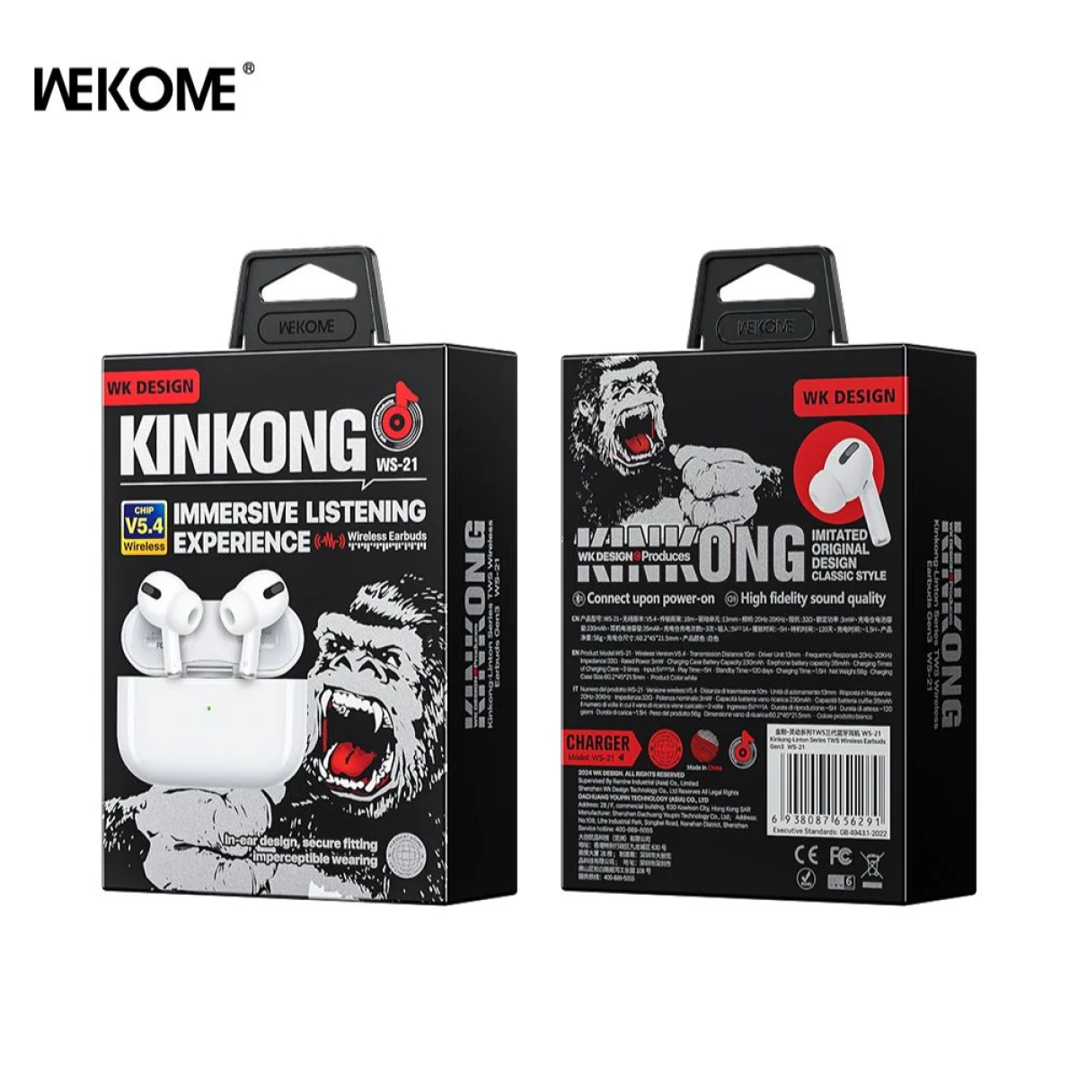 WS-21 Earbud Bluetooth Handsfree Ακουστικά με Θήκη Φόρτισης Λευκά