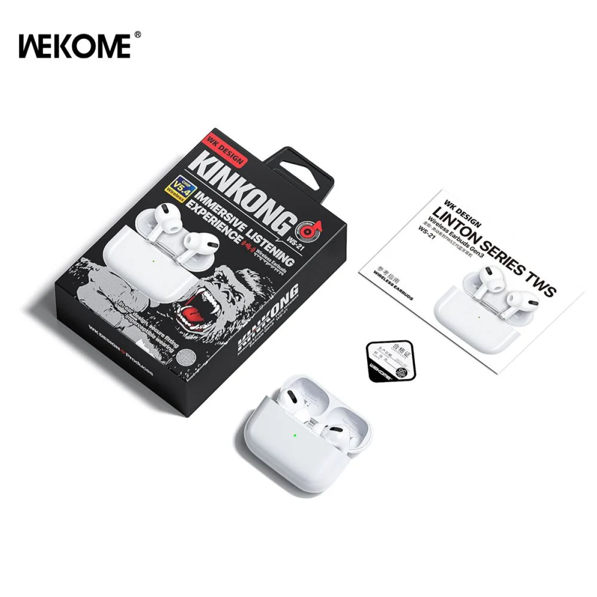 WS-21 Earbud Bluetooth Handsfree Ακουστικά με Θήκη Φόρτισης Λευκά