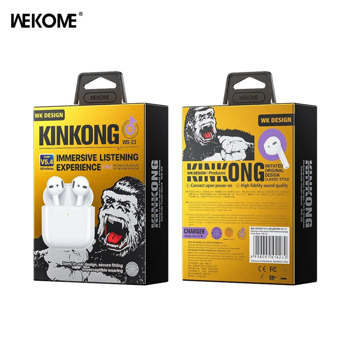 WS-23 Earbud Bluetooth Handsfree Ακουστικά με Θήκη Φόρτισης Λευκά
