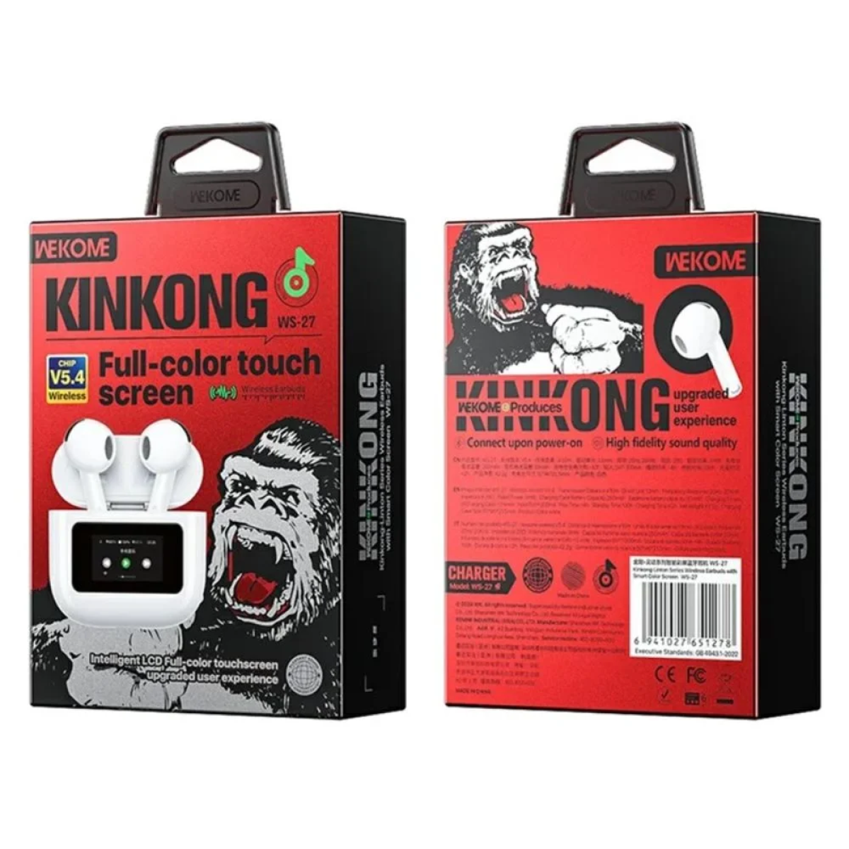 WS-27 Bluetooth Handsfree In-ear Ακουστικά με Οθόνη Αφής & Θήκη Φόρτισης