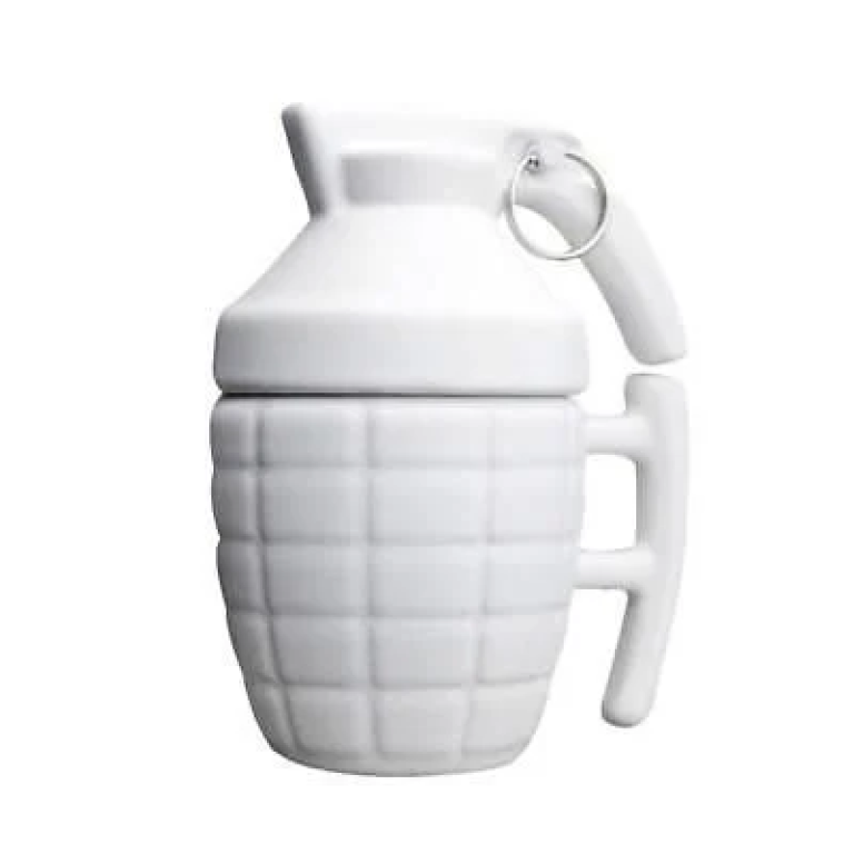 3D Κεραμική Κούπα 280ml σε Σχήμα Χειροβομβίδας Λευκή